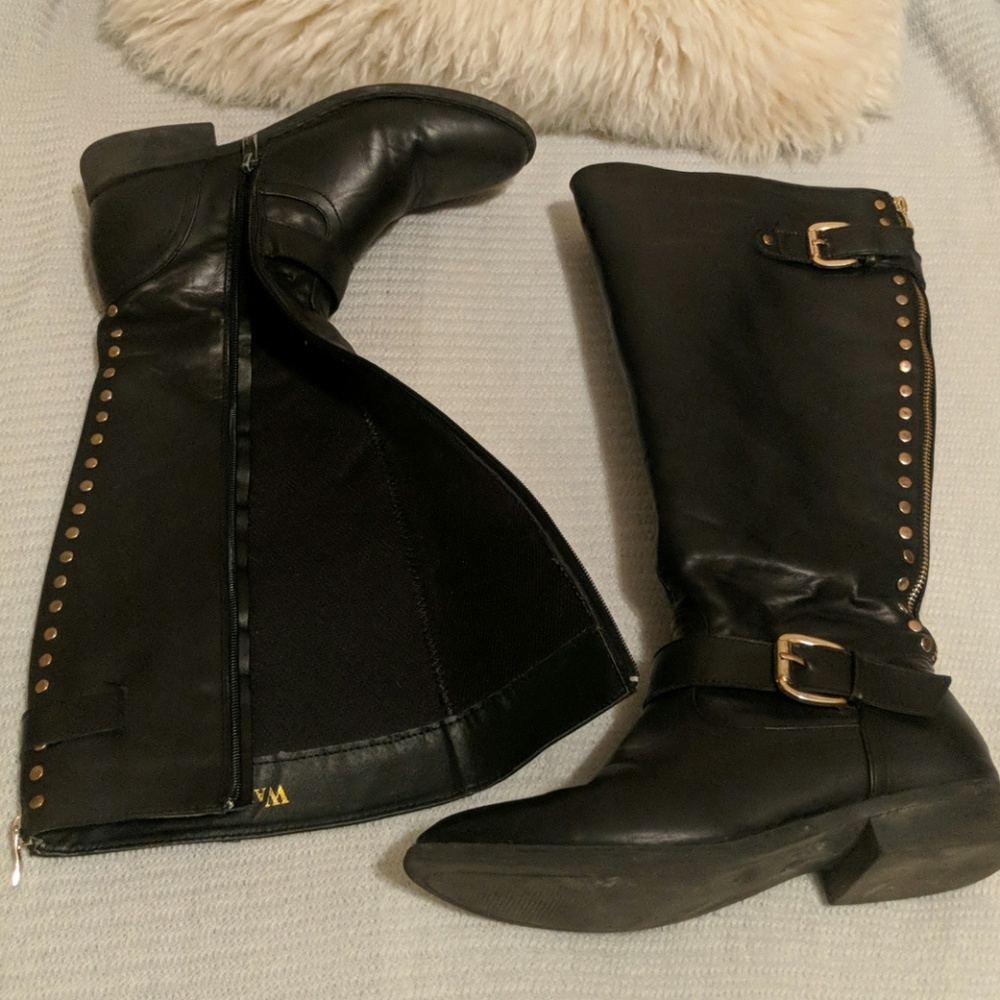 Black tall zip up boots